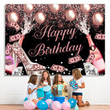 Load image into Gallery viewer, Lofaris Glitter Bokeh Champagne And Balloon Birthday Backdrop