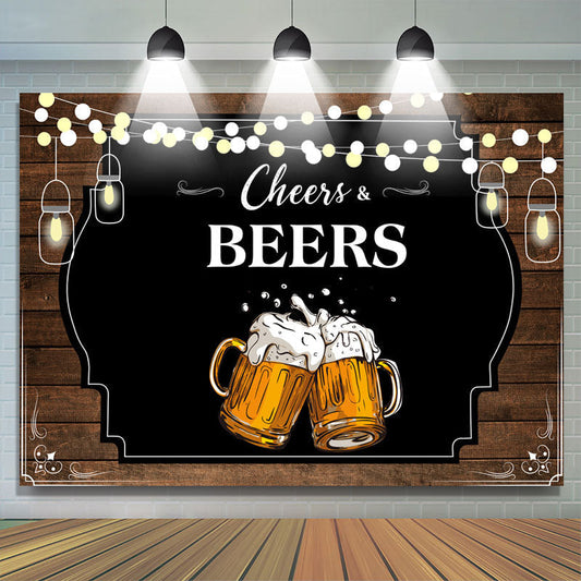 Lofaris Glitter Bokeh Cheers And Beers Housewarming Backdrop