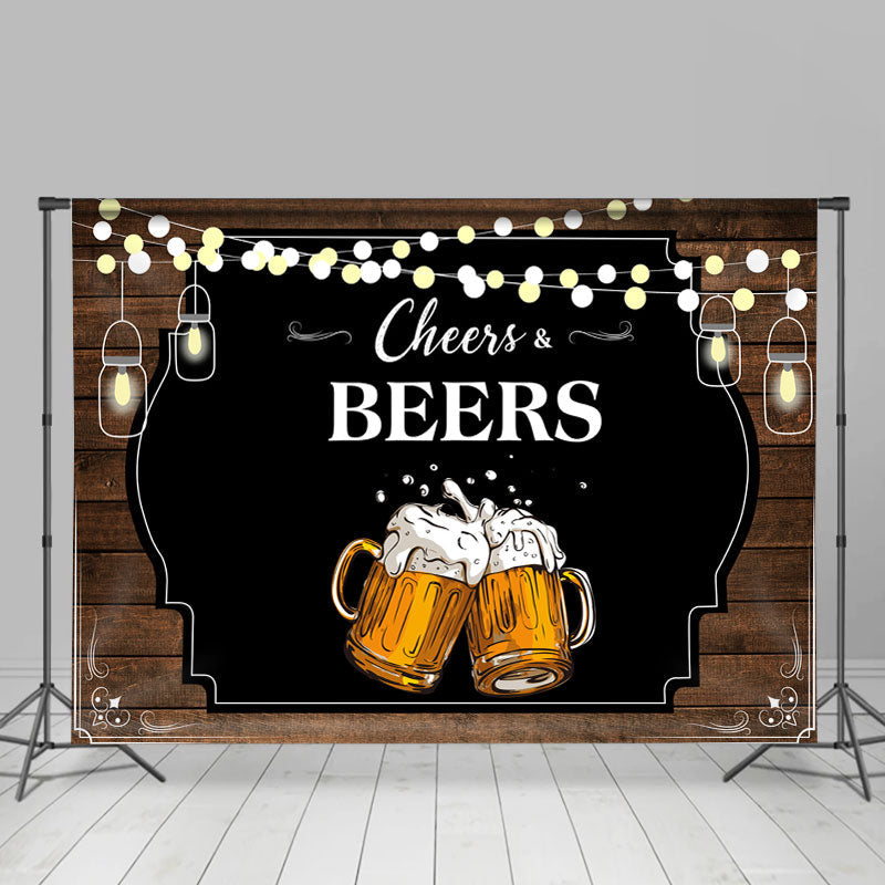 Lofaris Glitter Bokeh Cheers And Beers Housewarming Backdrop