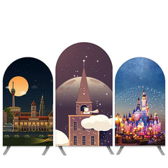 Lofaris Glitter Castle Theme Moon Night Birthday Arch Backdrop Kit