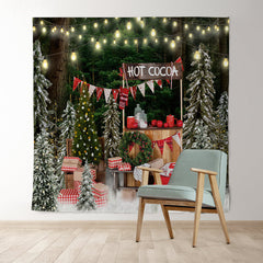 Lofaris Glitter Christmas Trees Hot Cocoa Backdrop For Party