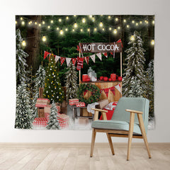 Lofaris Glitter Christmas Trees Hot Cocoa Backdrop For Party