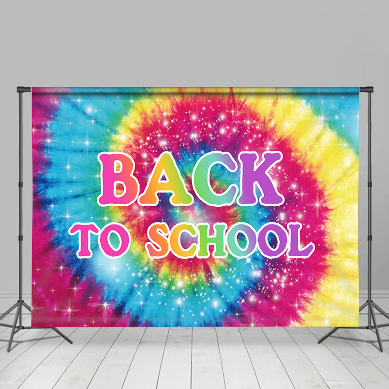 Lofaris Glitter Colorful Rainbow Theme Back To School Backdrop