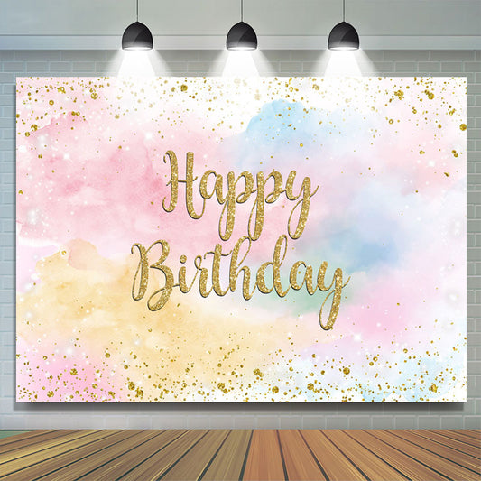 Lofaris Glitter Colorful Sky Cloud Happy Birthday Backdrop