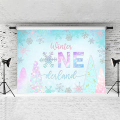 Lofaris Glitter Colorful Winter Snow Theme Birthday Backdrops