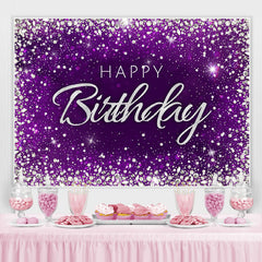 Lofaris Glitter Diamond Purple Themed Happy Birthday Backdrop