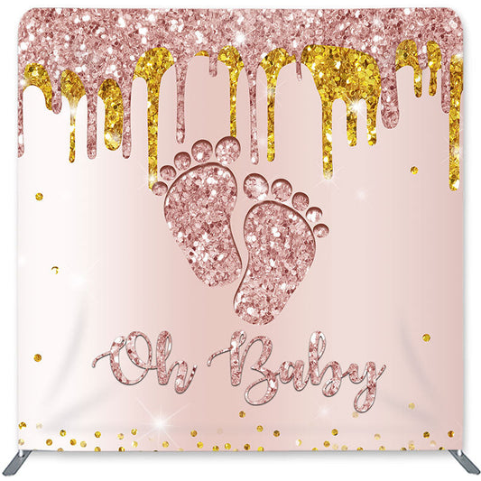 Lofaris Glitter Feet Double-Sided Backdrop for Baby Shower