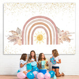 Load image into Gallery viewer, Lofaris Glitter Floral And Sun Baby Shower Backdrop For Girl