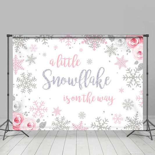 Lofaris Glitter Floral Little Snowflake In On The Way Backdrop