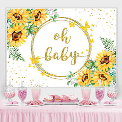 Lofaris Glitter Floral Oh Baby With Yellow Butterfly Backdrop