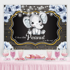 Lofaris Glitter Floral Peanut Elephant Baby Shower Backdrop