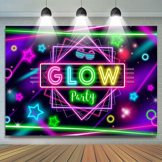 Lofaris Glitter Glow Party And Abstract Lines Birthday Backdrop