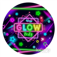 Lofaris Glitter Glow Party And Lines Round Birthday Backdrop