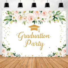 Lofaris Glitter Gold And Pink Floral Graduation Party Backdrop