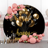 Load image into Gallery viewer, Lofaris Glitter Gold Black Balloons Birthday Circle Backdrop