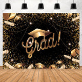 Load image into Gallery viewer, Lofaris Glitter Golden And Black Happy Graduation Backdrop