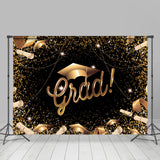 Load image into Gallery viewer, Lofaris Glitter Golden And Black Happy Graduation Backdrop