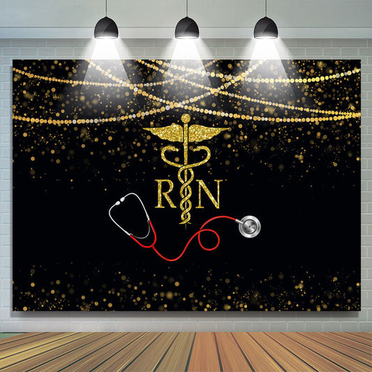 Lofaris Glitter Golden And Bokeh Stethoscope Themed Backdrop
