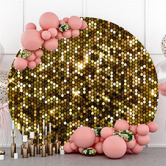 Lofaris Glitter Golden And Shiny Dots Round Birthday Bckdrop