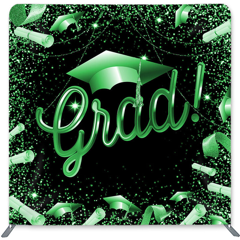 Lofaris Glitter Green Black Double-Sided Backdrop for Graduate