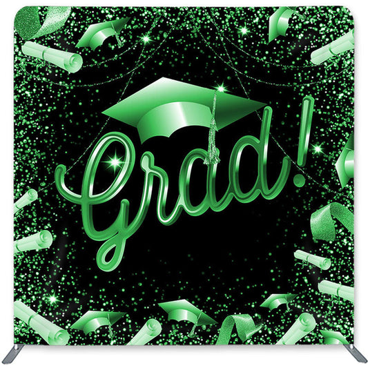 Lofaris Glitter Green Black Double-Sided Backdrop for Graduate