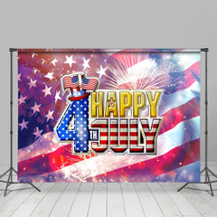 Lofaris Glitter Happy 4th July USA Flag Independence Day Backdrop