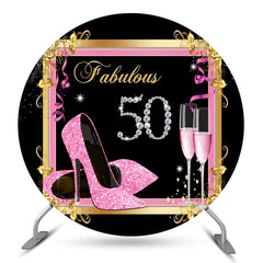 Lofaris Glitter Heels Fabulous Round 50th Birthday Backdrop