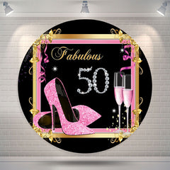 Lofaris Glitter Heels Fabulous Round 50th Birthday Backdrop
