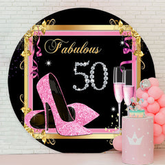 Lofaris Glitter Heels Fabulous Round 50th Birthday Backdrop