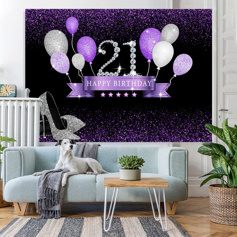 Lofaris Glitter High-Heels 21St Birthday Backdrop With Balloon