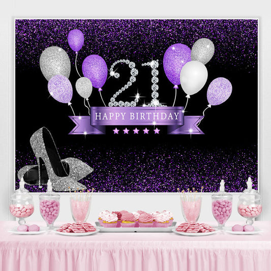Lofaris Glitter High-Heels 21St Birthday Backdrop With Balloon
