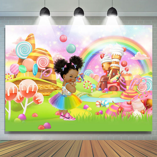 Lofaris Glitter Light Candy House Baby Shower Backdrop For Girl