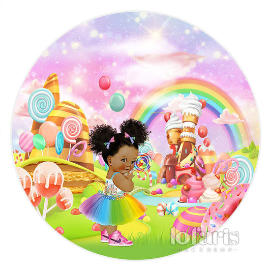 Lofaris Glitter Light Candy House Baby Shower Circle Backdrop