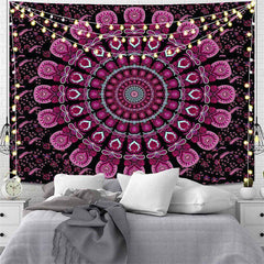 Lofaris Glitter Light Geometric Mandala Pattern Wall Tapestry