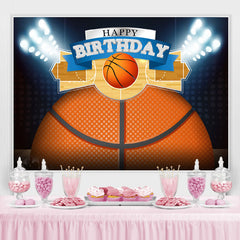 Lofaris Glitter Lights Basketball Court Happy Birthday Backdrop