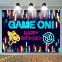 Lofaris Glitter Lights Game On Theme Happy Birthday Backdrop