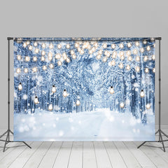 Lofaris Glitter Lights Snowy Forest Winter Scene Backdrops