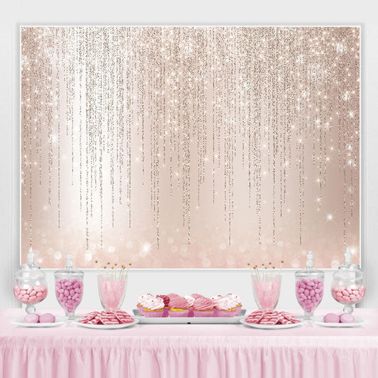 Lofaris Glitter Lines And Light Pink Bokeh Birthday Backdrop