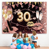Load image into Gallery viewer, Lofaris Glitter Lips And Balloons Happy 30Th Birthday Backdrop