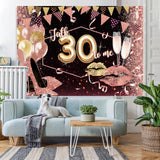 Load image into Gallery viewer, Lofaris Glitter Lips And Balloons Happy 30Th Birthday Backdrop