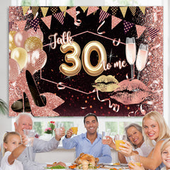Lofaris Glitter Lips And Balloons Happy 30Th Birthday Backdrop