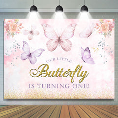 Lofaris Glitter Little Butterfly Girls Baby Shower Backdrop