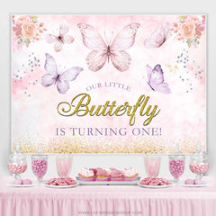 Lofaris Glitter Little Butterfly Girls Baby Shower Backdrop