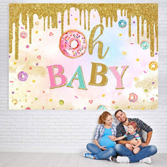 Lofaris Glitter Lovely Donut Baby Shower Backdrop For Girl