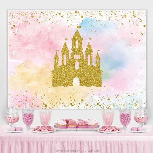 Lofaris Glitter Magic Sky World With Castle Cute Backdrop