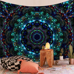 Lofaris Glitter Mandala Trippy Pattern Family Wall Tapestry