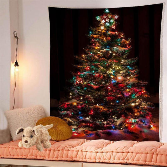 Lofaris Glitter Multicolor Christmas Tree Holiday Wall Tapestry