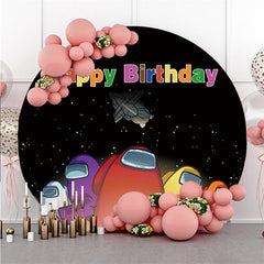 Lofaris Glitter Night Round Cartoon Games Birthday Backdrop