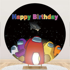 Lofaris Glitter Night Round Cartoon Games Birthday Backdrop