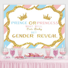 Lofaris Glitter Pink And Blue Crowns Theme Baby Shower Backdrop